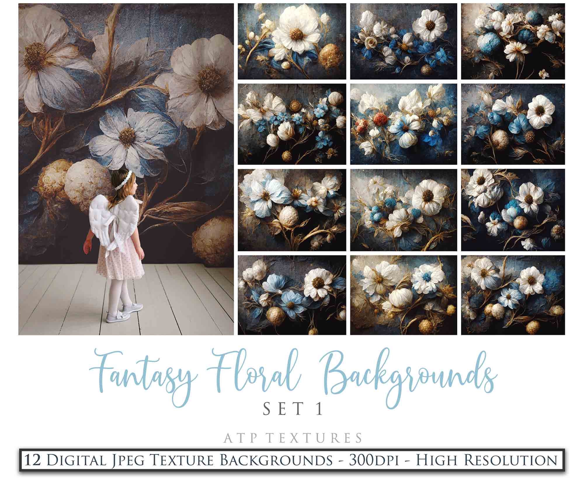 12 FLORAL Digital Backgrounds Set 1 / Fine Art TEXTURES Etsy