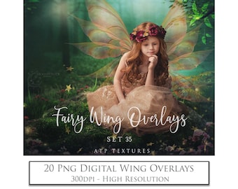 Png Digital Overlays Fairy WINGS Set 35  Photo Overlay, High Resolution, Photoshop, Scrapbooking Clipart