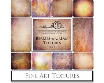 10 Fine Art TEXTURES - BERRIES & CREAM Set 8 / Photo Overlay, Texture, High Res, Scrapbooking Background, Digital Print, Photoshop Overlays