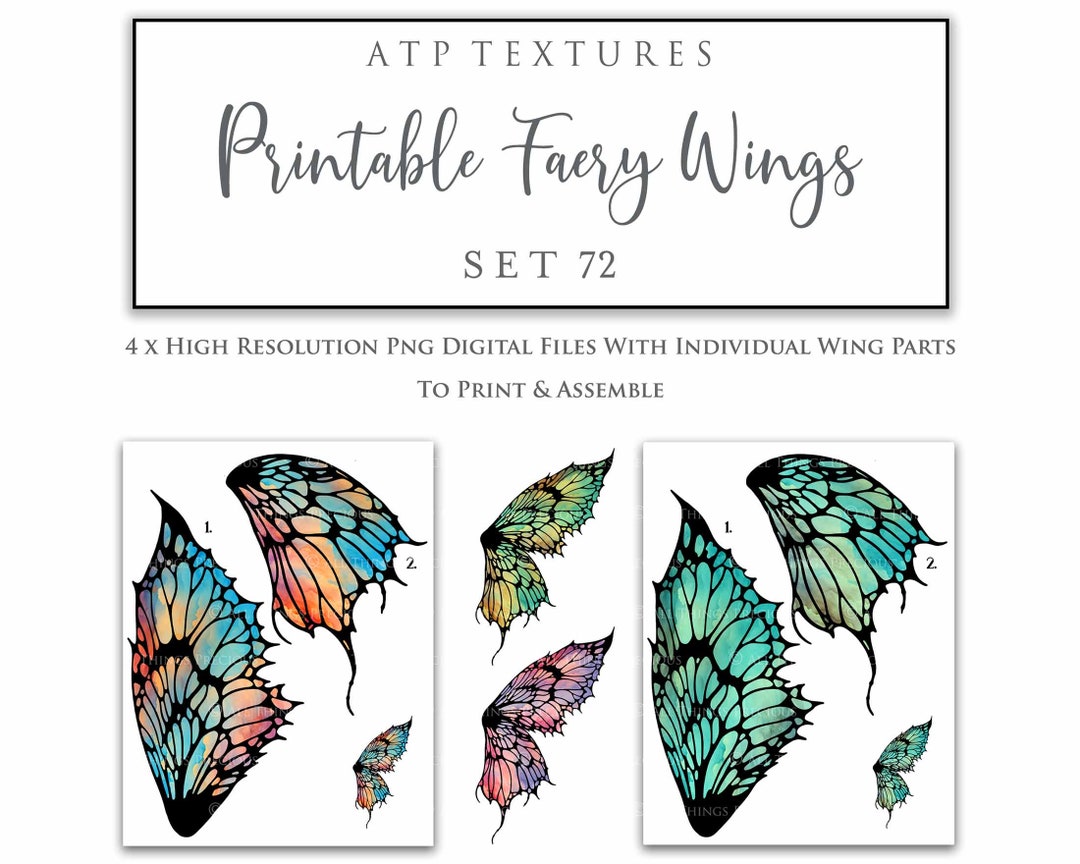 PRINTABLE FAIRY WINGS Set 72 - Scrapbooking Clipart, Digital Wing ...