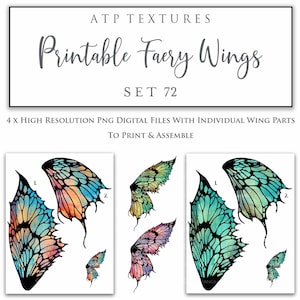 DRUCKBARE FAIRY WINGS Set 72 - Scrapbooking Clipart, Digital Wing, Print, Cosplay, Photoshop Png, Kinder oder Erwachsene Kostüm, Muster, Vorlage