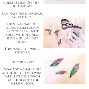 A4 PRINT FAIRY WINGS Set 8B Png Clipart, jewellery Making, Fairy Wing Template, Photoshop, Art Doll Wings, Printable, Earrings Craft image 4