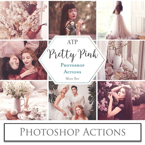 PHOTOSHOP ACTIONS for Photographers - Pretty PINK Mini Set / Photography, Digital Edit, Photo Editing, Newborn, Wedding, Photo Filters