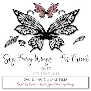 Svg Fairy Wings, No. 177-voor Cricut Maker/afzonderlijke onderdelen, kostuum, cosplay nachtvlinder patroon, afdrukbare sjabloon, afdrukken en knippen, Halloween