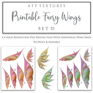 PRINTABLE FAIRY WINGS Set 31 -  Scrapbooking Clipart, Digital Wing, Print, Cosplay, Photoshop Png, Art Doll Faery, Child Costume, Pattern