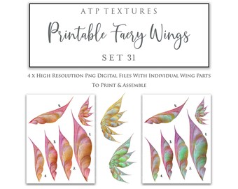 PRINTABLE FAIRY WINGS Set 31 -  Scrapbooking Clipart, Digital Wing, Print, Cosplay, Photoshop Png, Art Doll Faery, Child Costume, Pattern