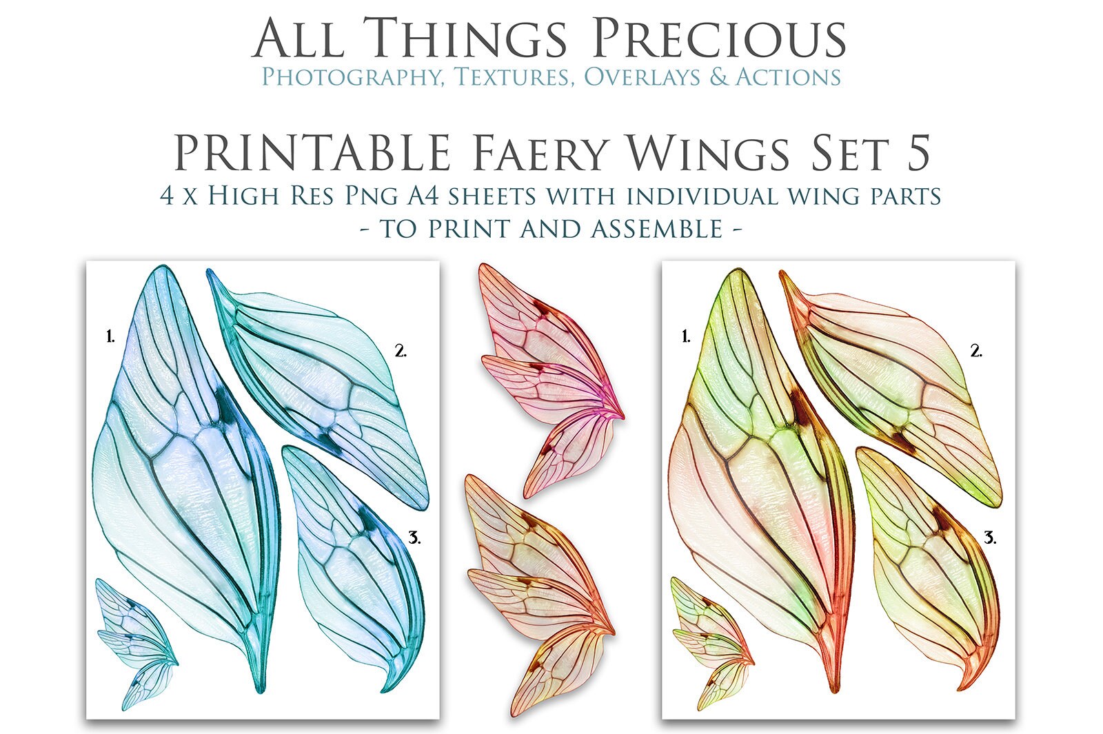 PRINTABLE FAIRY WINGS Set 5 Costume Making Diy Fairy Wing | Etsy