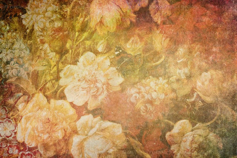 10 Fine Art Floral TEXTURES Old Masters Background Set 4 / Photography, High Res, Digital Scrapbooking, Flower Print, Photoshop Overlays image 5