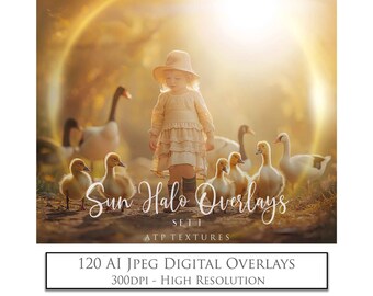 Sun Flare Halo Ring Overlays, Set 1. Jpeg Overlay for Photography. Photoshop Edits. Sunlight, Sunshine, Lighting effects. ATP Textures. AI