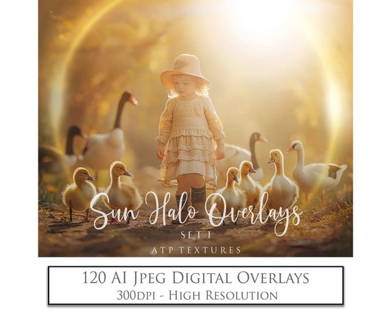 Sun Flare Halo Ring Overlays, Set 1. Jpeg Overlay for Photography. Photoshop Edits. Sunlight, Sunshine, Lighting effects. ATP Textures. AI