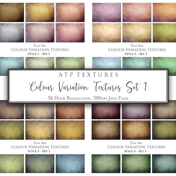 36 FINE ART TEXTURES - Colour Variation Set 1 - Photo Texture, Photography Overlay, Digital Background, Photoshop Overlays, Backdrop