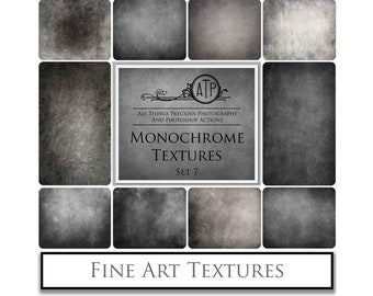 10 Fine Art TEXTURES - MONOCHROME Set 7 / Photoshop Overlays, Digital Backdrop, Photography Background, Black and White Texture, High Res