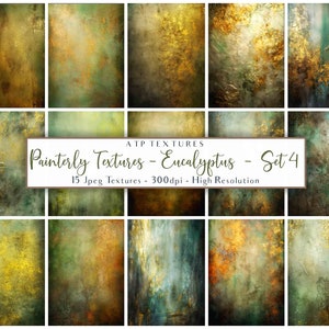 15 arrière-plans numériques IA. TEXTURES PEINTURES, EUCALYPT, lot de 4, texture beaux-arts, superposition de photos, toile de fond, papier de scrapbooking, impression abstraite
