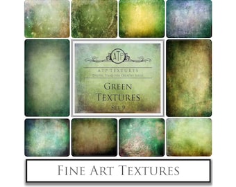 10 Fine Art TEXTURES - GREEN Set 9 / Photography Texture, Digital Scrapbooking Background, Backdrop, Photoshop Overlays, Paper