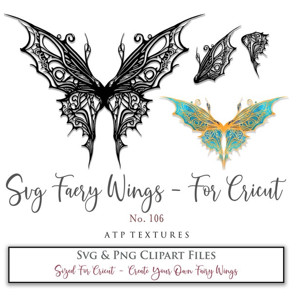 SVG FAIRY WINGS No. 106 - For Cricut Maker, Png Files, Wing Parts, Costume, Cosplay Pattern, Png Sublimation, Cut Out, Digital Clipart