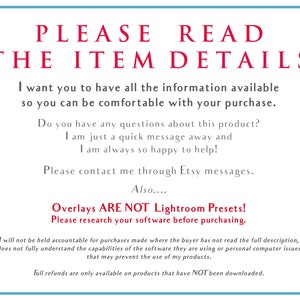 May include: Red text on a blue background reads "PLEASE READ THE ITEM DETAILS". The text continues with information about the product and a reminder to read the full description before purchasing.