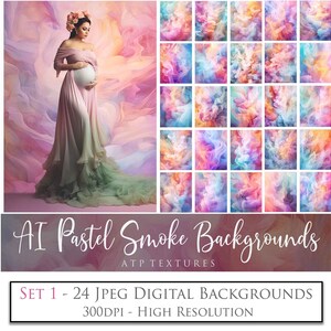 24 fundos digitais Ai - PASTEL SMOKE Set 1 - fundo de foto, retrato de maternidade, cenário de retrato, sobreposições de Photoshop