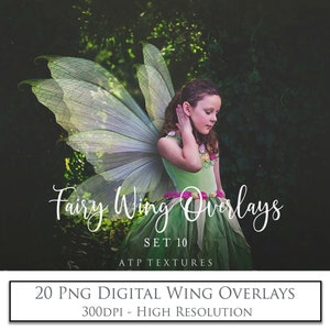DIGITAL OVERLAYS. Png Fairy WINGS Set 10. Realistic Transparent Clipart for Fantasy Edits. High Resolution Photography Art for Photoshop.