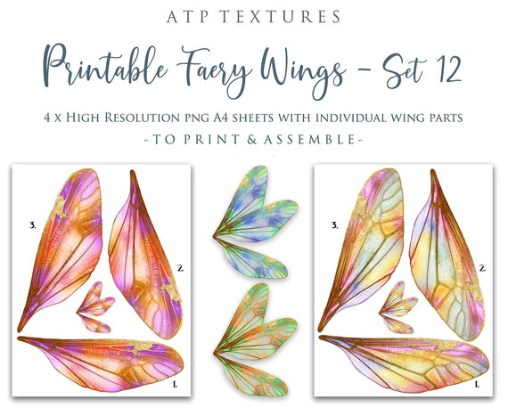 PRINTABLE FAIRY WINGS Set 12 Scrapbooking Clipart Digital - Etsy