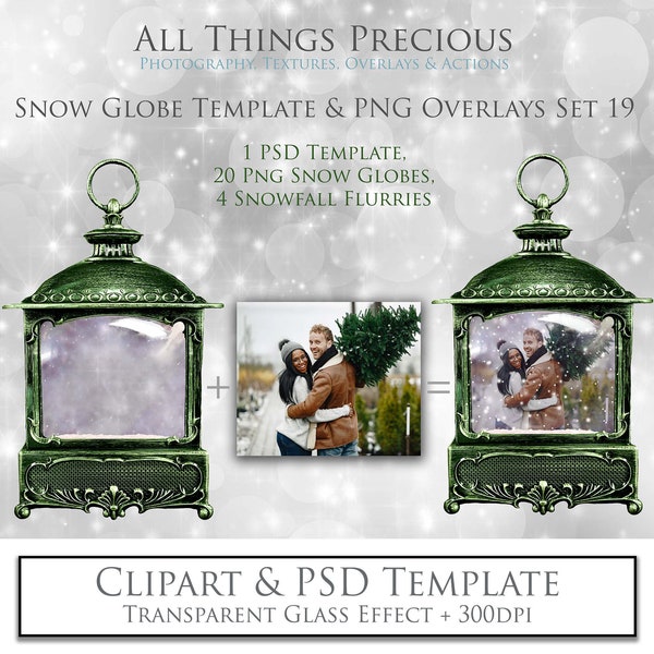 PNG CLIPART - Snow Globe, PSD Template No.19 / Photoshop Overlay, Christmas Clipart, Digital Lantern, Scrapbook, Halloween, Photo Edit