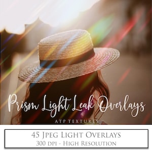 PHOTO OVERLAYS - 45 Rainbow Prism Light Leaks -  Photography edits, Jpeg Overlay, Sunlight, Digital, Photoshop, Light Flare