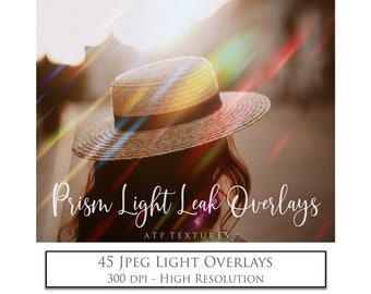 SUPERPOSICIONES DE FOTOS - 45 fugas de luz de prisma arcoíris - Ediciones de fotografía, superposición de Jpeg, luz solar, digital, Photoshop, destello de luz