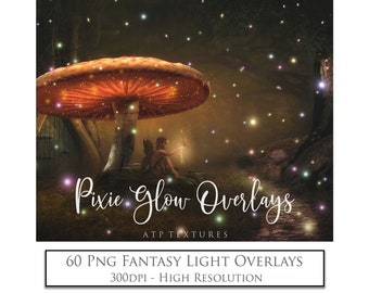 60 Png Overlays, Pixie Glows, Photo Overlay, Fairy Sparkles, Photoshop, Light Effects, Firefly, fantasy Art, Photoshop Overlays