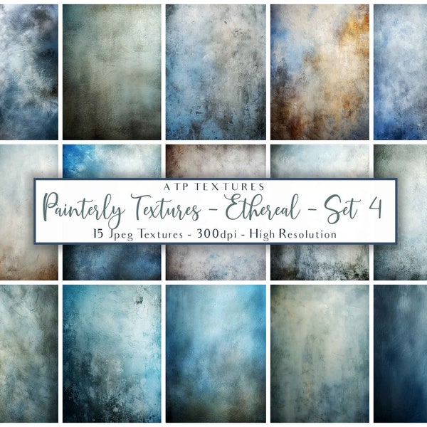 15 Digital Backgrounds - PAINTERLY TEXTURES - ETHEREAL Set 4, Fine Art Texture, Photo Overlays, Backdrop, Scrapbooking Paper, Abstract Print