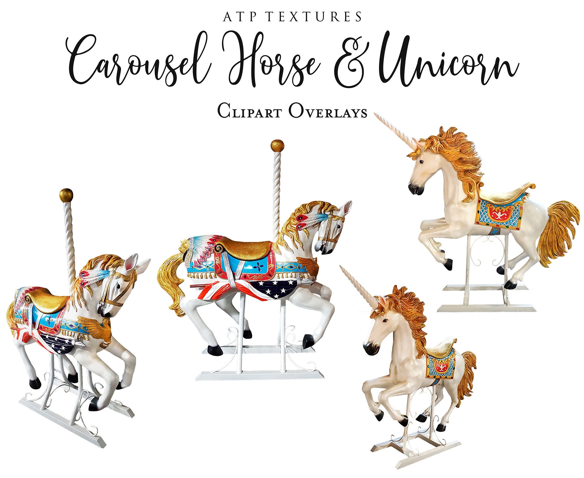 PNG OVERLAYS CAROUSEL Horse and Unicorn / Unicorn Clipart