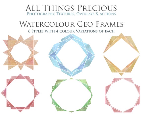 30 Png Watercolour White Geo Frames Clipart Scrapbooking Card Making Digital Overlay High Res Modern Photography By Atptextures Catch My Party