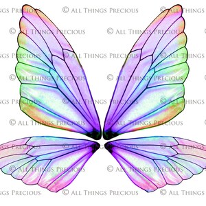 A4 PRINT FAIRY WINGS Set 2B Png Clipart, jewellery Making, Template, Photoshop, Art Doll, Printable, Earrings Craft, Wing Pattern image 2