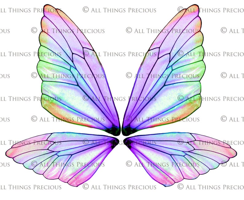 A4 PRINT FAIRY WINGS Set 2B Png Clipart, jewellery Making, Template, Photoshop, Art Doll, Printable, Earrings Craft, Wing Pattern image 2