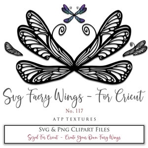 SVG FAIRY WINGS No. 117 - Voor Cricut Maker, Png-bestanden, vleugelonderdelen, kostuum, cosplay patroon, png-sublimatie, uitgesneden, digitale clipart
