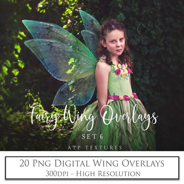 DIGITAL OVERLAYS Png Fairy WINGS Set 6  Digital Wings, Fantasy Art, High Res, Fine Art Photography, Photoshop Overlays