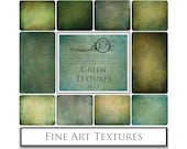 10 Fine Art DIGITAL TEXTURES - GREEN Set 5 / Photography, Scrapbooking Paper, Textured Background, Photoshop Overlays, High Res Backdrop
