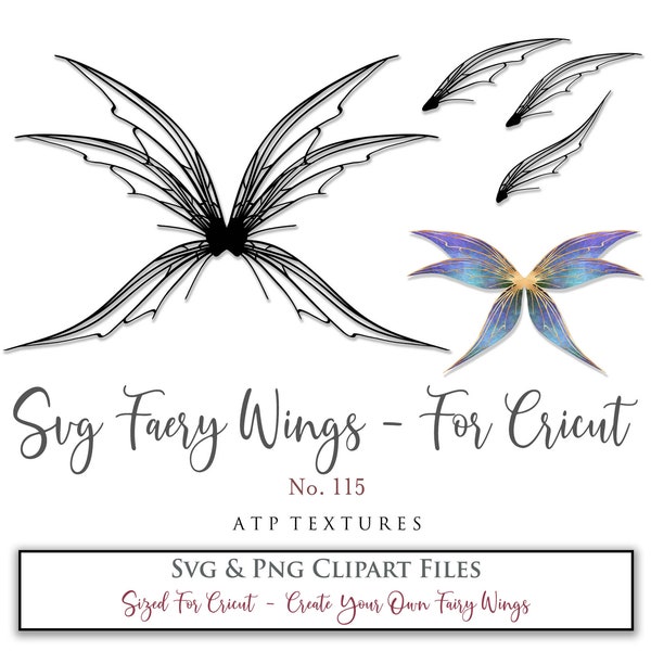 SVG FAIRY WINGS No. 115 - For Cricut Maker, Individual Wing Parts, Costume Pattern, Png Sublimation, Cut Out, Digital Clipart, Template