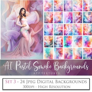 24 fundos digitais Ai - PASTEL SMOKE Set 3 - fundo de foto, retrato de maternidade, cenário de retrato, sobreposições de Photoshop