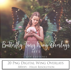 20 OVERLAYS Png BUTTERFLY Fairy WINGS Set 2 / Fotografie, Digital Overlay, Scrapbooking Clipart Flügel, Photoshop, Schmetterlinge