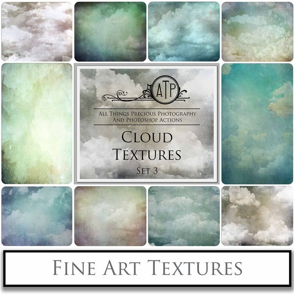 10 Fine Art TEXTURES for PHOTOGRAPHY - CLOUD Set 3 / Digital Scrapbooking Paper, Textured Background, Photoshop Overlay, Sky Overlays