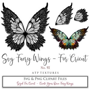SVG FAIRY WINGS No. 92 - For Cricut Maker, Individual Wing Parts, Costume Template, Cosplay Pattern, Print, Cut Out, Png Clipart