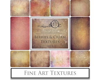 10 Fine Art TEXTURES - Berries and CREAM Set 3 / High Res, Digital Background, Adobe® Photoshop Overlays, Backdrop for Photography