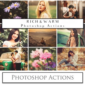 40 PHOTOSHOP ACTIONS, 8 TEXTURES. 4 Gold Dust Overlays. Rich & Warm Photography Edit, Wedding, Photo Editing