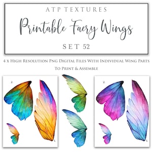 PRINTABLE FAIRY WINGS Set 52 - Scrapbooking Clipart, Digital Wing, Print, Cosplay, Photoshop Png, Doll Faery, Ai Art, Print, Pattern
