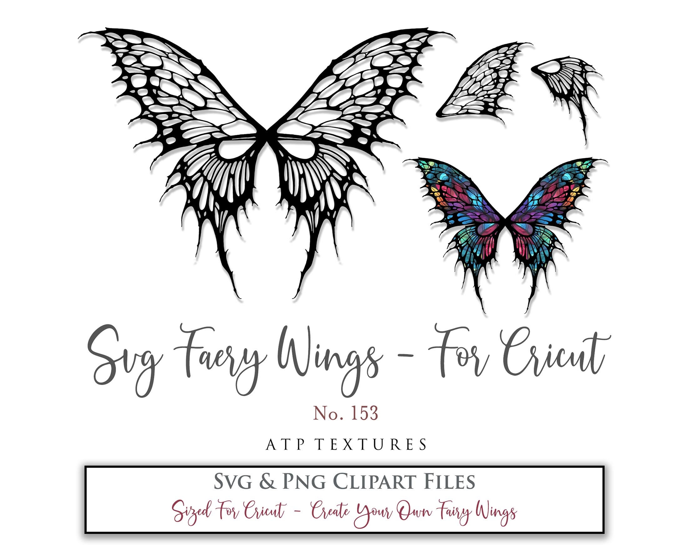 SVG FAIRY WINGS No. 153 - For Cricut Maker, Individual Wing Parts, png files, Cosplay Pattern, Print, Png Digital, Cut Out, Digital Clipart