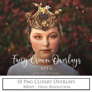 10 PNG OVERLAYS - Faery Crown Set 2. Photo Overlay, AI Clipart, Scrapbooking, High Res, Photoshop, Tiara, Fine Art Photography, Quality.