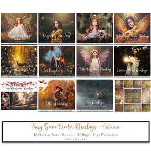Digital Overlays, Fairy Scene Creator AUTUMN and FALL, Sun Flare, Photo Overlay, Wings, Textures, Leaves Clipart, Butterfly, Flare, Fog, png