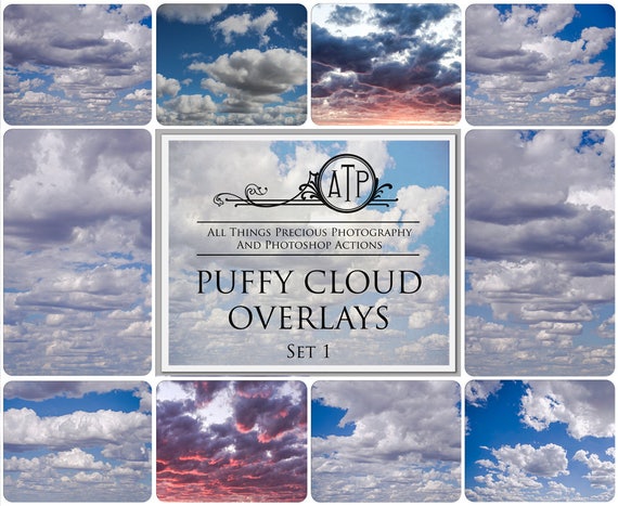 10 Sky Overlays Puffy Clouds Set 1 Photography Backdrop Scrapbooking Paper Cloud Background Photoshop Sky Overlay By Atptextures Catch My Party