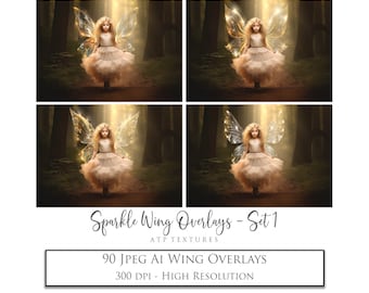 Photo Overlays 90 SPARKLE FAIRY WINGS Set 1  High Resolution, Photography Overlay, Photoshop Editing, Fantasy Art, Jpeg Overlays