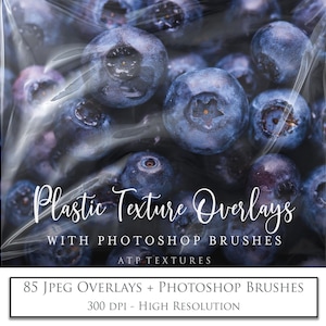 85 Photo Overlays - PLASTIC TEXTURES & Photoshop BRUSHES / Digital Assets, Jpeg Overlay, Digital Background, High Resolution