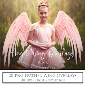 20 ENGELFLÜGEL - PINK, Foto Overlays, Digital Wing, Png Clipart, Photoshop Overlays, Scrapbook, Fantasy, Federn